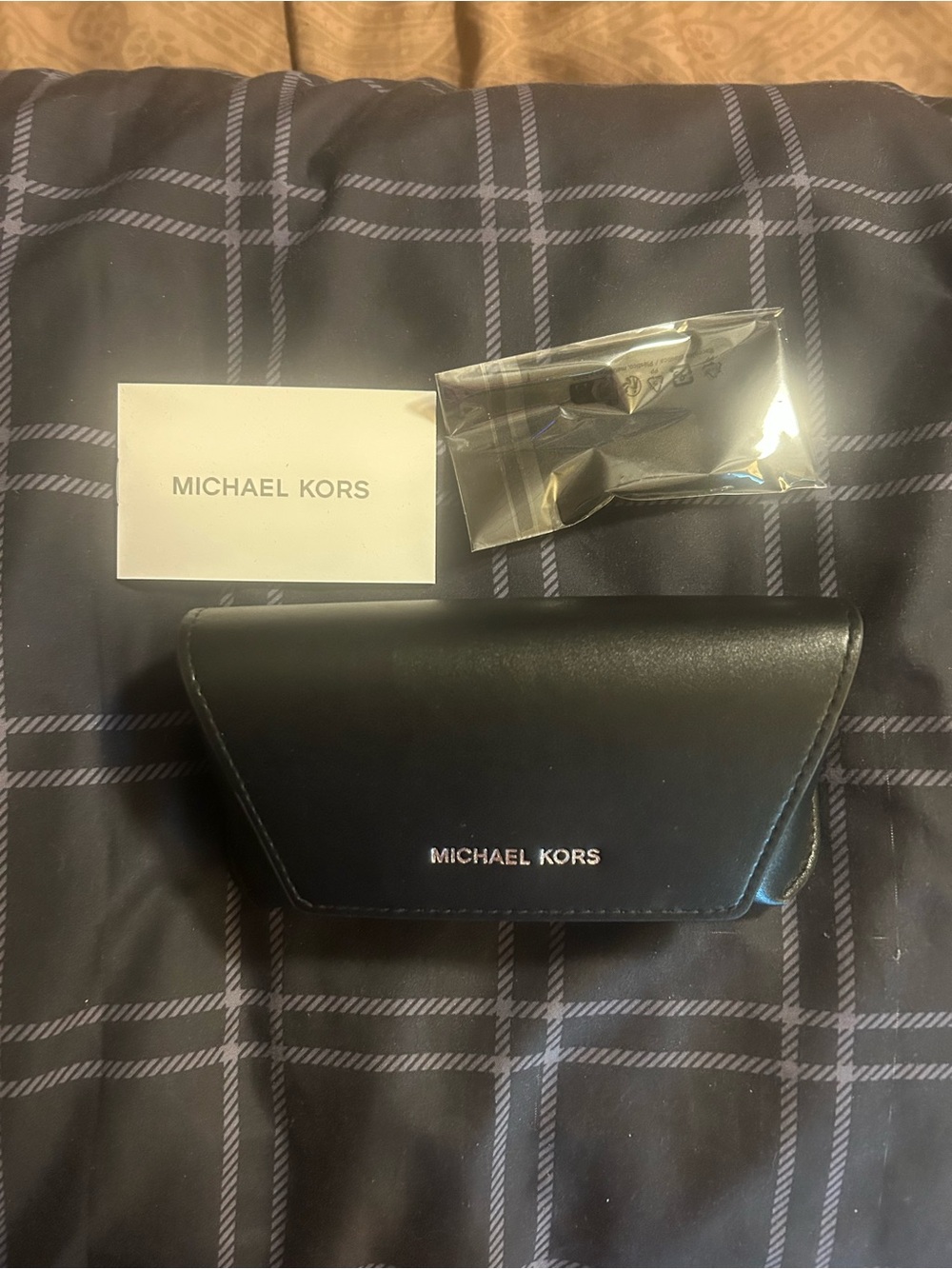 MICHAEL KORS Black Leather Sunglasses Case with Logo